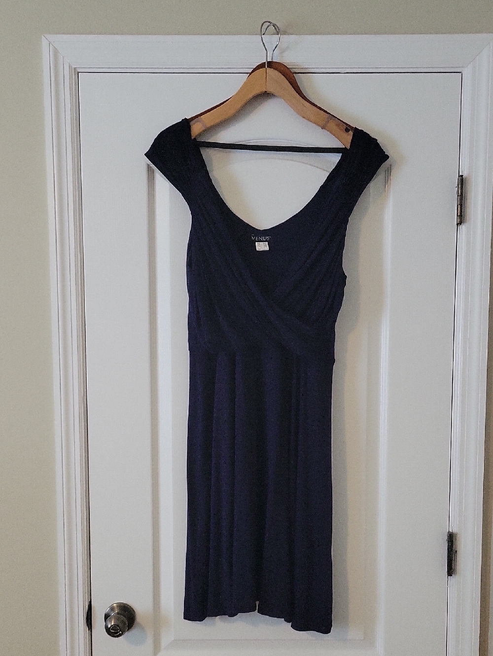 VENUS Deep Navy Cap Sleeve Wrap Midi Dress